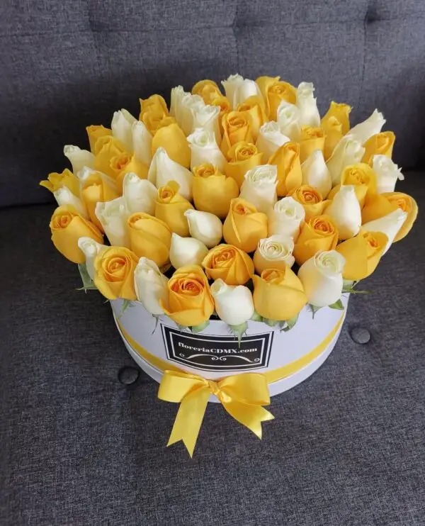 caja de rosas amarillas metepec