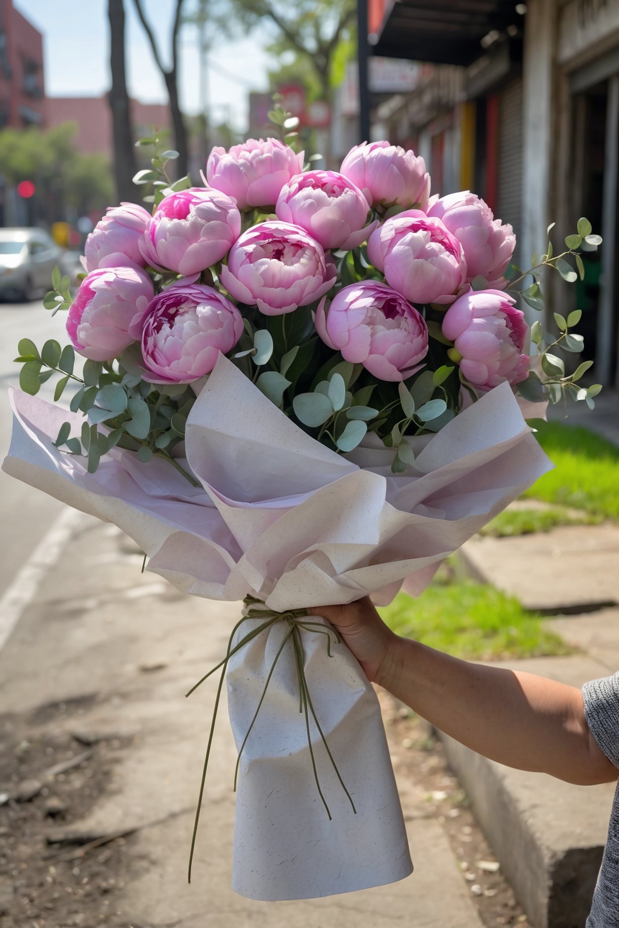Peonías Metepec color ivory y rosa pálido