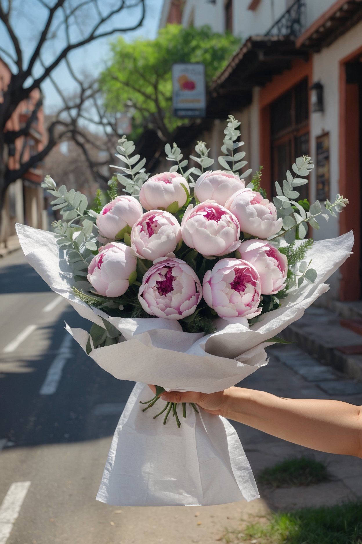 Peonías en Metepec: ramo mediano tono blush